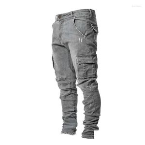 Jeans pour hommes Hommes 2024 Stretch MTI-Pocket Skinny Jeunesse Mode Slim Fit Minceur Denim Salopette Drop Livraison Vêtements Vêtements Otrfj