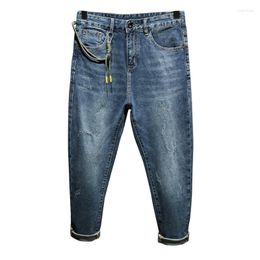 Jeans da uomo Pantaloni Harem larghi in denim da uomo Vestibilità ampia Stretch Blu Fashion Desinger Abbigliamento streetwear Pantaloni lunghi da uomo Ragazzi