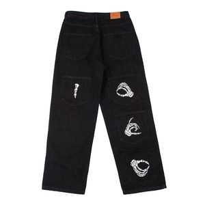 Jeans pour hommes Hommes Noir Harajuku Streetwear Alt Pantalon à jambe large droite Pantalon en denim Taille haute Vêtements surdimensionnés Y2K 220930