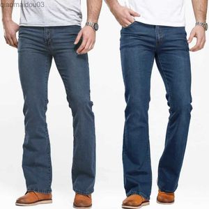 Heren jeans heren laarzen gesneden jeans lichtgewicht geschikt voor blauwe en zwarte broek Designer Classic Mens Elastic Denim PantsL2404