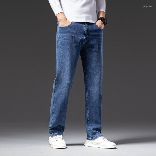 Jeans para hombres Negocios Regulares RELED COMPLETOS Lenght Jean Pantalones de mezclilla casual Elasticidad Fabricación el estiramiento Pant Ly1907