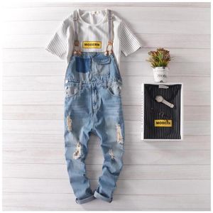 Jeans voor heren Heren casual denim jumpsuit Skinny Jean Overalls Gescheurde Vintage Bib Broek Mannelijke bretels 71403172I