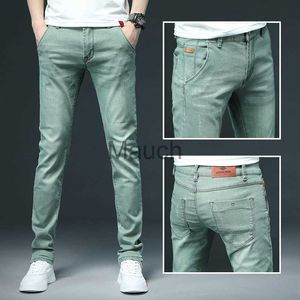 Heren jeans heren gekleurde jeans stretch skinny jeans heren mode casual slanke fit denim broek mannelijke groene bla kaki witte broek mannelijk merk J230814