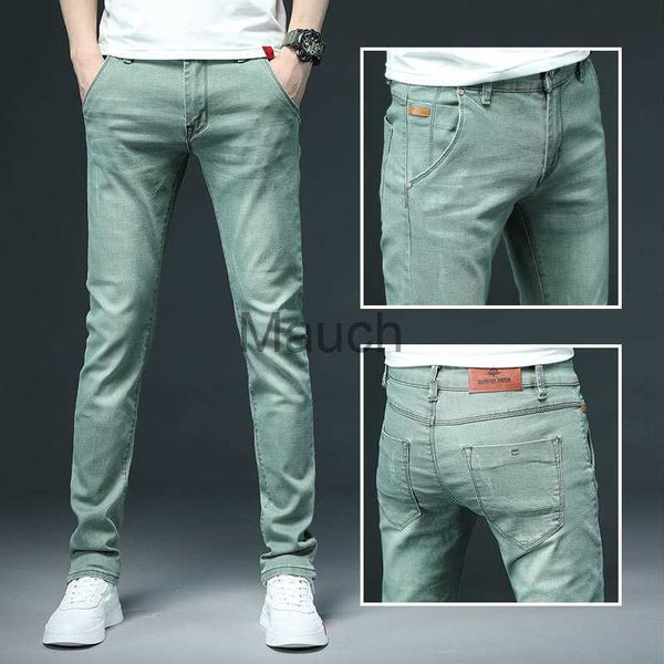 Jeans para hombres Jeans de color para hombres Jeans ajustados Mombres de moda Fit Casual Slim Fit Pantalones de mezclilla Male Green Bla Pantalones blancos de la marca masculina J230814