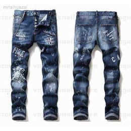 Jeans pour hommes Hommes Cool Rips Stretch Designer Jeans En détresse Ripped Biker Slim Fit Lavé Moto Denim Hommes Hip Hop Mode Homme Pantalon 2021gcda