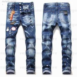 Jeans pour hommes Hommes Cool Rips Stretch Designer Jeans En détresse Ripped Biker Slim Fit Lavé Moto Denim Hommes Hip Hop Mode Homme Pantalon 2021ktyx