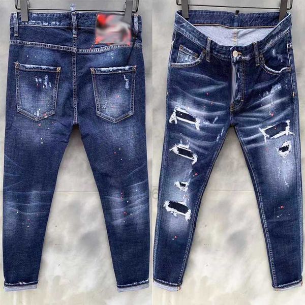 Jeans masculin jeans jeans en denim bleu pantalon déchiré noir meilleure version skinny brisé italie vélo moto rock jeanb5cd