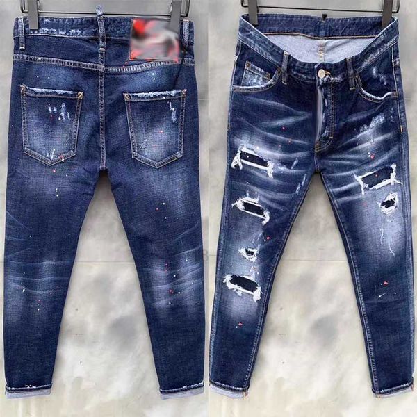 Jeans masculin jeans en denim jeans bleu pantalon déchiré noir meilleure version skinny brisé de style italie moto moto rock jean4e9y