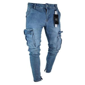 Jeans pour hommes Hommes Denim Pantalon de poche Été Automne Mince Slim Slim Coupe droite Élasticité Extensible Male279z