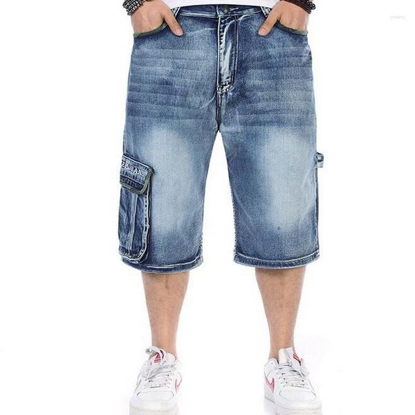 Jeans pour hommes Shorts en jean pour hommes Hommes Blanchis Style rétro Vêtement Lavé Homme Capris Multi Poches