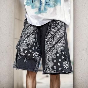 Heren jeans heren denim shorts zomer print Amerikaanse straatstijl losse casual voor mannen modieuze broeken ropa de hombre