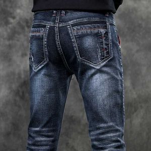 Jeans masculin mens denim stretch slim occasionnel pantalon à la mode petit travail de mode travail quotidien new marque mâle d240417