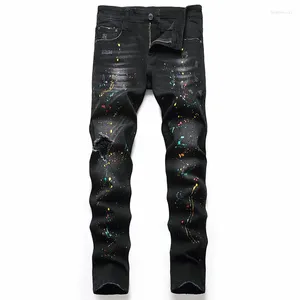 Jeans pour hommes Hommes Designer Pantalon Noir Trou Grande Taille Pantalon Tendance Denim Élastique