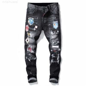 Heren Jeans Heren Designer Distressed Ripped Biker Slim Fit Motorcycle Bikers Denim for Men's Fashion Mans Black Pants Pour Hommescw0z