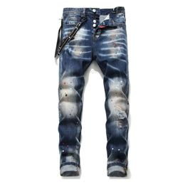 Jeans para hombres para hombre Diseñador de moda Distressed Ripped Biker Slim Fit Motorcycle Denim para hombres Pantalones vaqueros de moda de calidad superior para hombres