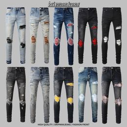 Jeans pour hommes Hommes Designer Jeans Amrl Haute Qualité Mode Cool Style Luxe Denim Pantalon En détresse Ripped Biker Noir Bleu Jean Slim Fit Moto