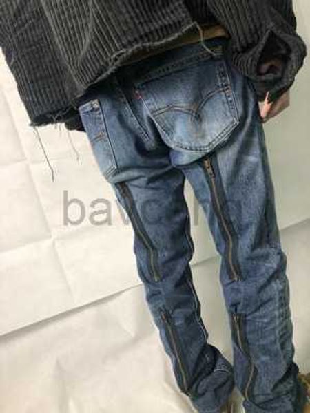 Jeans pour hommes Hommes Designer Jeans Aiguilles Zipper Design Lavé Détruit Couteau Denim Jeans Pantalon ASAP ROCKY High Street Fashion Brand 240308