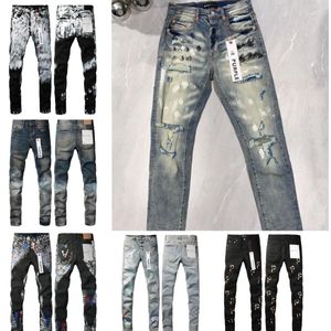 Jeans pour hommes en jeans pour hommes en jean pourpre pantalon de randonnée Hip Hop High High Street Motorcycle de moto