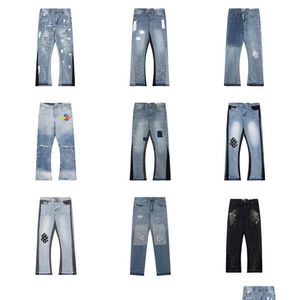 Jeans masculin concepteur pour hommes LED Lettre imprimé pantalon denim Slimming Jean Decoration Forme Blue Blue Straight broderie Printing C DH9SJ