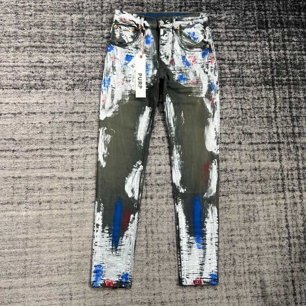 Designer pour hommes de jeans pour hommes pantalones armée armée de graffiti vert designers violets déchirés de jean lavé vieux jeansh7st