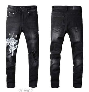 Jeans pour hommes Designer No Rips Skinny Amirri pour hommes Pantalon déchiré avec trous Denim Homme Chemise Jambe droite Slim Fit Zipper Amari Hip Hop Bikers Moto 15 3axzs