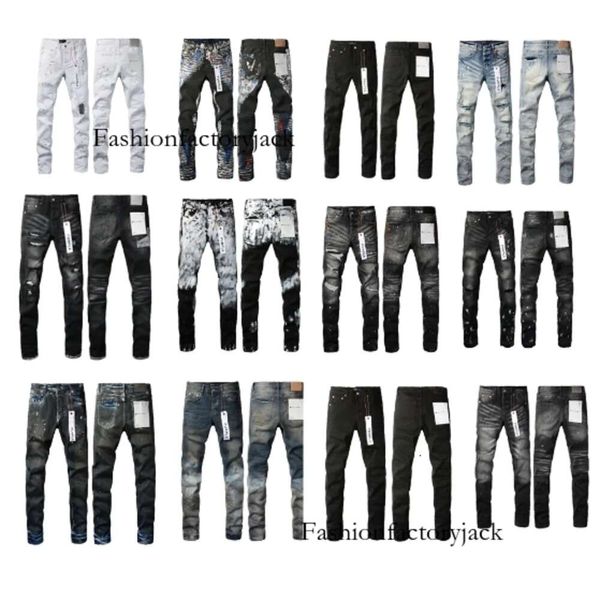 Jeans pour hommes Designer Street Purple Slim Casual Broken Light Dark Grey Pantalon Bike