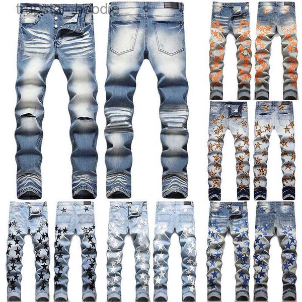 Jeans pour hommes Designers Miris Jeans Distressed Ripped Biker Slim Straight Denim pour hommes S Imprimer Femmes Armée Mode Mans Skinny Pantalon L230918