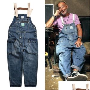 Heren Jeans Heren Died Blue Denim Overalls Werk Cargobroeken Old School Easy Chic Worker Mti-Pocket Bib-broeken Heren Casual Dad Drop De Dhqbu