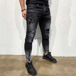 Jeans masculin pour hommes mens élastique jeans jeans en détresse jeans slim fit mens pantalon denim de haute qualité jeansl2404.