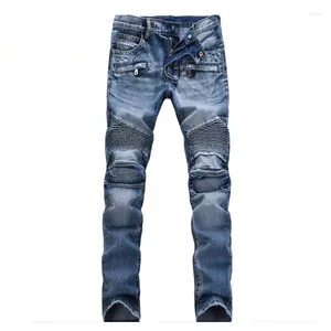 Jeans pour hommes Hommes Mode Mâle Casual Biker Slim Pieds droits imprimés Taille ample Pantalon long Grande taille