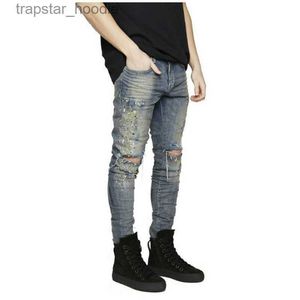 Jeans pour hommes Mode pour hommes Strech déchiré Biker jean maigre en détresse Hip Hop Streetwear bleu pantalon jean 2020 L2309119