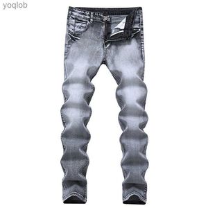 Jeans masculin mens gris jeans mens ultra-mince petite jambe longue pantalon masculin occasionnel wearl2404