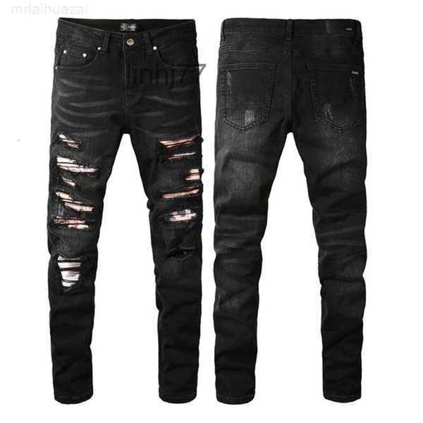 Jeans para hombres para hombre de alta calidad Amirs 22SS Nueva moda Estilo fresco Diseñador de lujo Pantalón de mezclilla desgastado Ripped Biker Negro Azul Jean Slim FitmnttCQIT