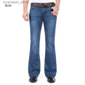 Jeans pour hommes Livraison gratuite Hommes de haute qualité Business Casual Boot Cut Jeans Mid Taille Flares Semi-évasé Bell Bottom Pantalon Taille 27-38 L240313