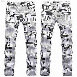 Jeans masculins pour hommes de haute qualité jeans imprimés de la mode jeans slim fit élastique de jean de jean en jean de peinture jeans cool jean décontracté;Wx