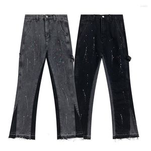 Jeans voor heren High Street uitlopende mode hiphop losse rechte denim broek retro casual gewassen vervaagde patchwork rockbroek