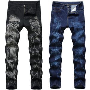 Heren jeans heren high street tijger prints jeans broek heksen ontwerpen afslanke casual mannen draken klassiek zwart blauw 220927