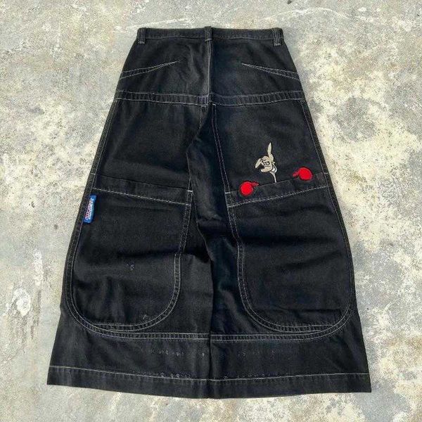 Jeans masculins jeans pour hommes américains jnco big poche boxing kangaroo imprimement lavage large jambe y2k hip hop street décontracté denim lâche pour hommes et femmes pantyvnj