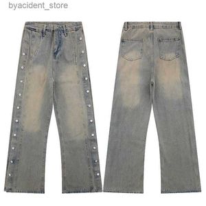 Jeans pour hommes Jeans pour hommes Designer Mode Pantalons pour hommes Galeries Pantalons de survêtement DEPTS Lettre mouchetée Imprimer Femmes Couple Lâche Polyvalent Casual Droite L240313