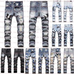 Jeans masculins jeans jeans européen jean brisé hombre lettre étoile de brocherie masculine pour les hommes de la marque Trend Brand Motorcycle Pant Mens Skinnygo12