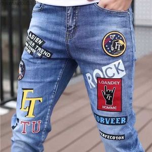 Jeans masculin jeans jeans mode Hip hop jeans mens punk style jeans d'été mens élastique slim fit de haute qualité jeansl2404