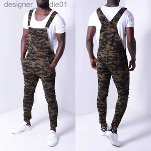 Jeans voor heren Heren Jeans Jumpsuit Camo Casual Mannelijke Denim Bib Broek Overalls Street chic Man Camouflage Print Harembroek Jumpsuits Overall Y L230911