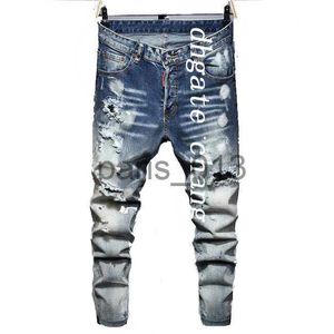 Jeans pour hommes Jeans pour hommes pantalons pour hommes designer noir autocollants skinny lavage léger déchiré moto rock revival joggers vraies religions hommes 634597283 x0909