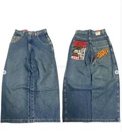 Jeans pour hommes Jeans pour hommes rétro bleu jeans larges jnco automne américain rue hiphop personnalité Harajuku y2k pantalon décontracté taille haute droite 231218