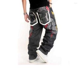 Jeans pour hommes Hommes Jeans S 2022 Mens Original Design Pleine Longueur Baggy Mans Denim Hip Hop Skateboard Broderie High Street Pantalon 240308