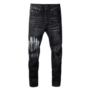 Jeans pour hommes en jeans pour hommes de qualité supérieure de qualité de la lettre de la lettre de lampe en denim pantalons de mode Hip Hop Street Street Taille 28-40 888397335SFWV