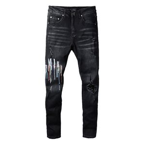 Heren jeans heren jeans top quty letter borduurwerk ontwerper denim broek mode gaten hip hip hip hip broek size 28-40 t240320