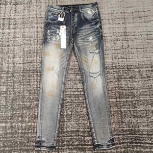 Jeans masculin jeans jeans tendance punk éclaboussures à encre peinture à l'huile conception de pantalons denim ultra-minces