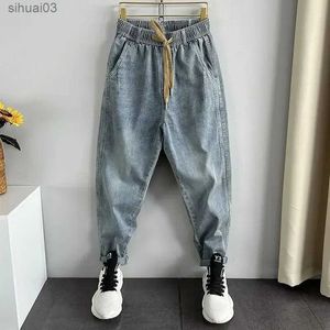 Jeans pour hommes en jean masculin avec jean coupé au palais 2024 pantalon d'automne coréen Harajuku Designer lâche Y2K Retro Street Washll2403