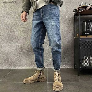 Heren jeans herenjeans met zakken snijden katoen voor wasserette y2k 2000s hoogwaardige herfstkledingl2403